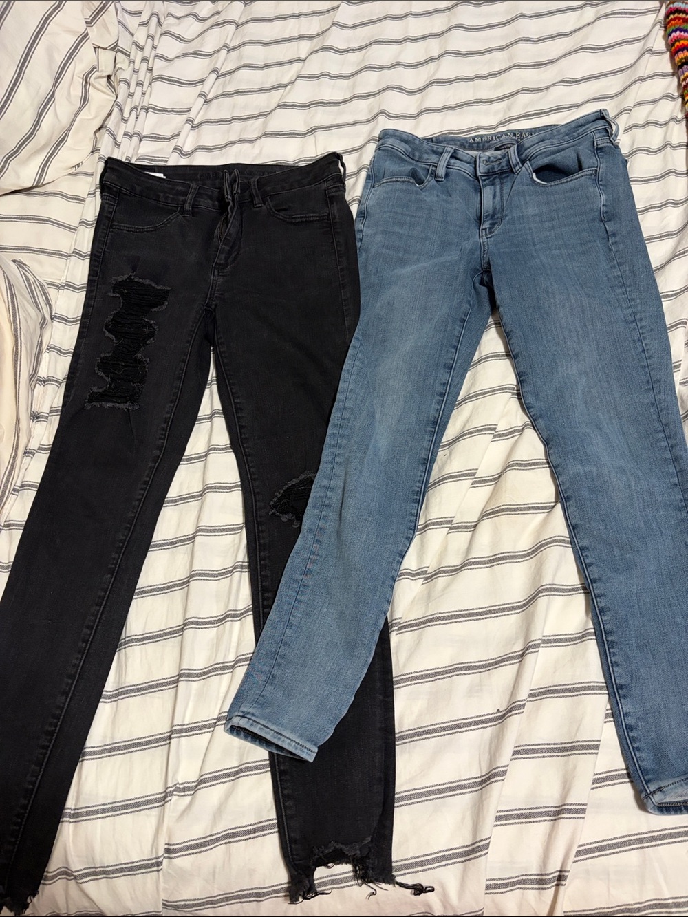 American Eagle Outfitters Skinny Jeans — Black & Light Blue